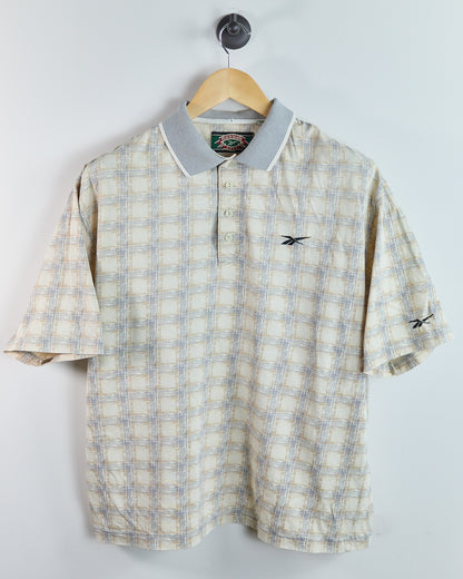 90s Reebok Beige Pattern Polo (L)