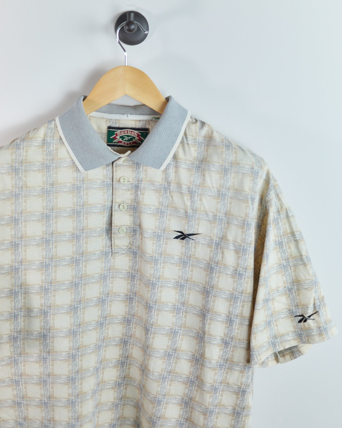 90s Reebok Beige Pattern Polo (L)