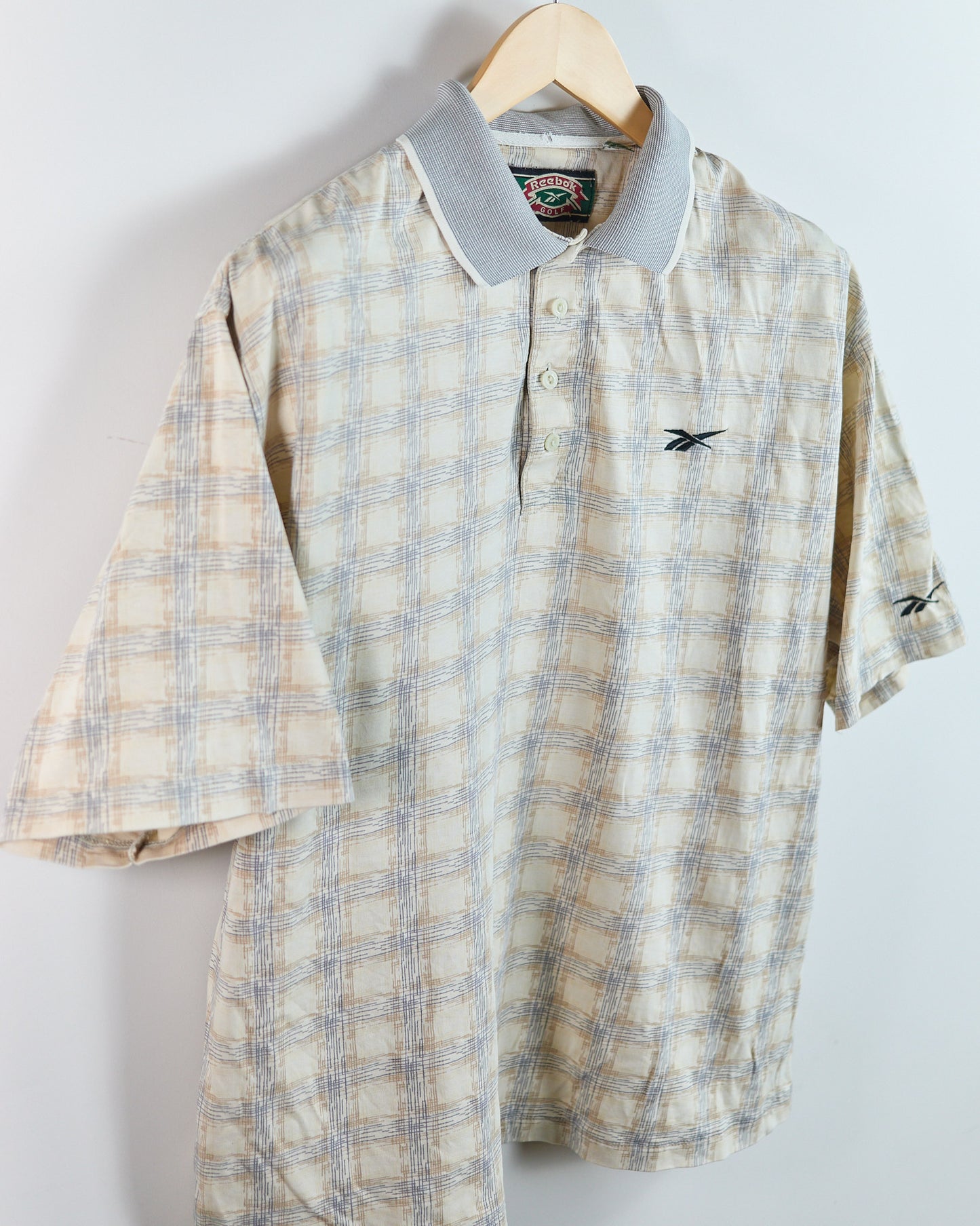 90s Reebok Beige Pattern Polo (L)