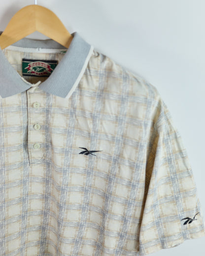 90s Reebok Beige Pattern Polo (L)