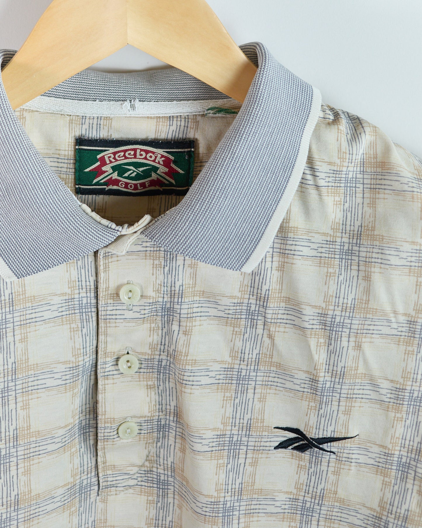 90s Reebok Beige Pattern Polo (L)