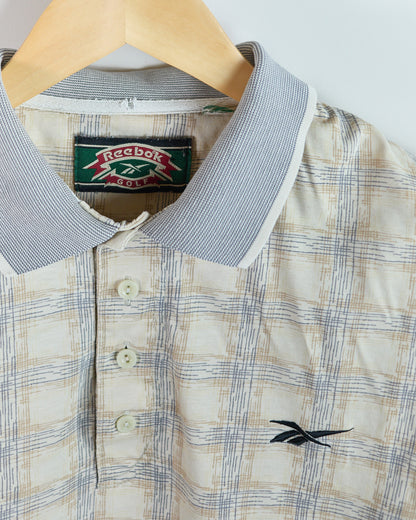 90s Reebok Beige Pattern Polo (L)