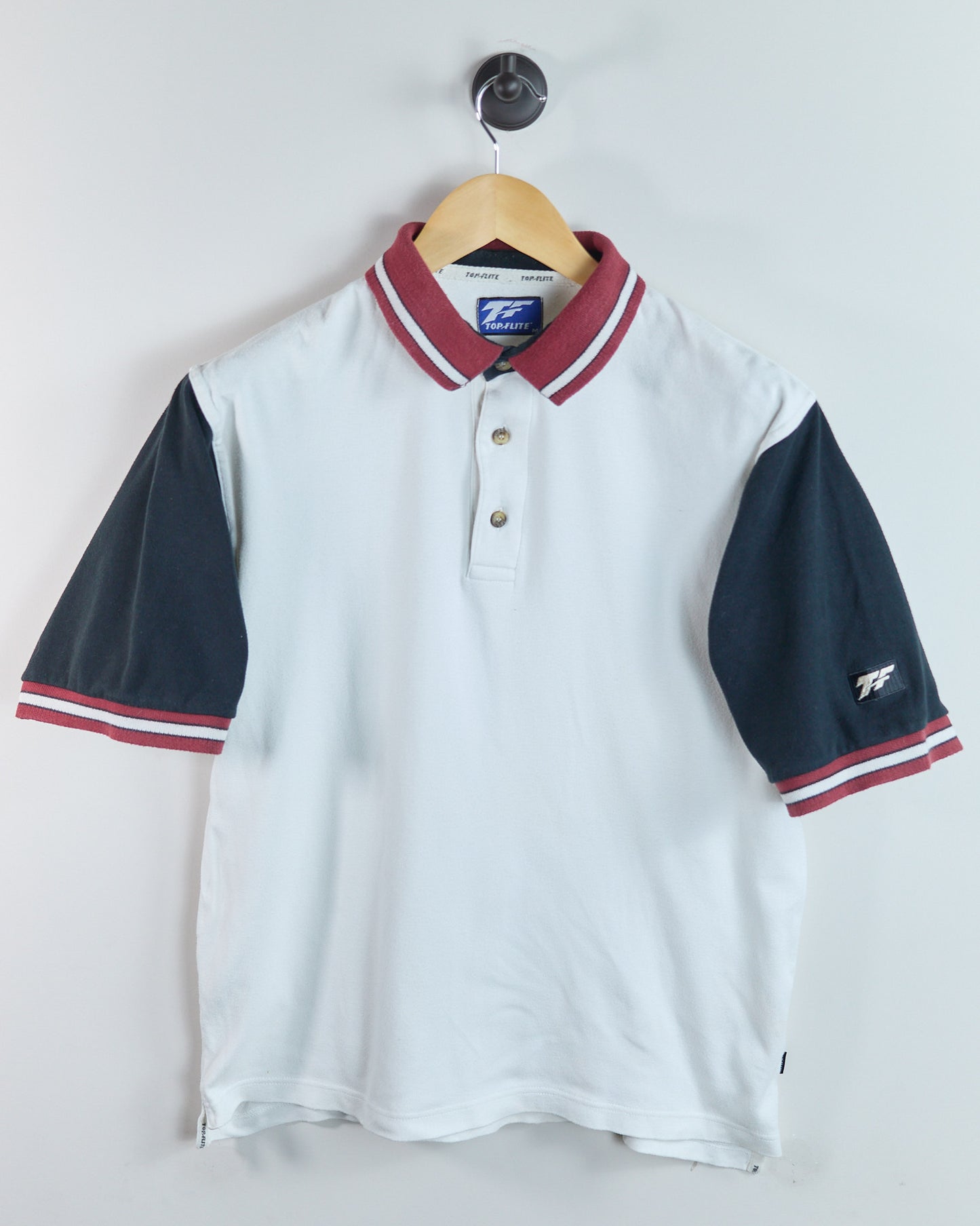 80s TopFlite White/Black Polo (M)