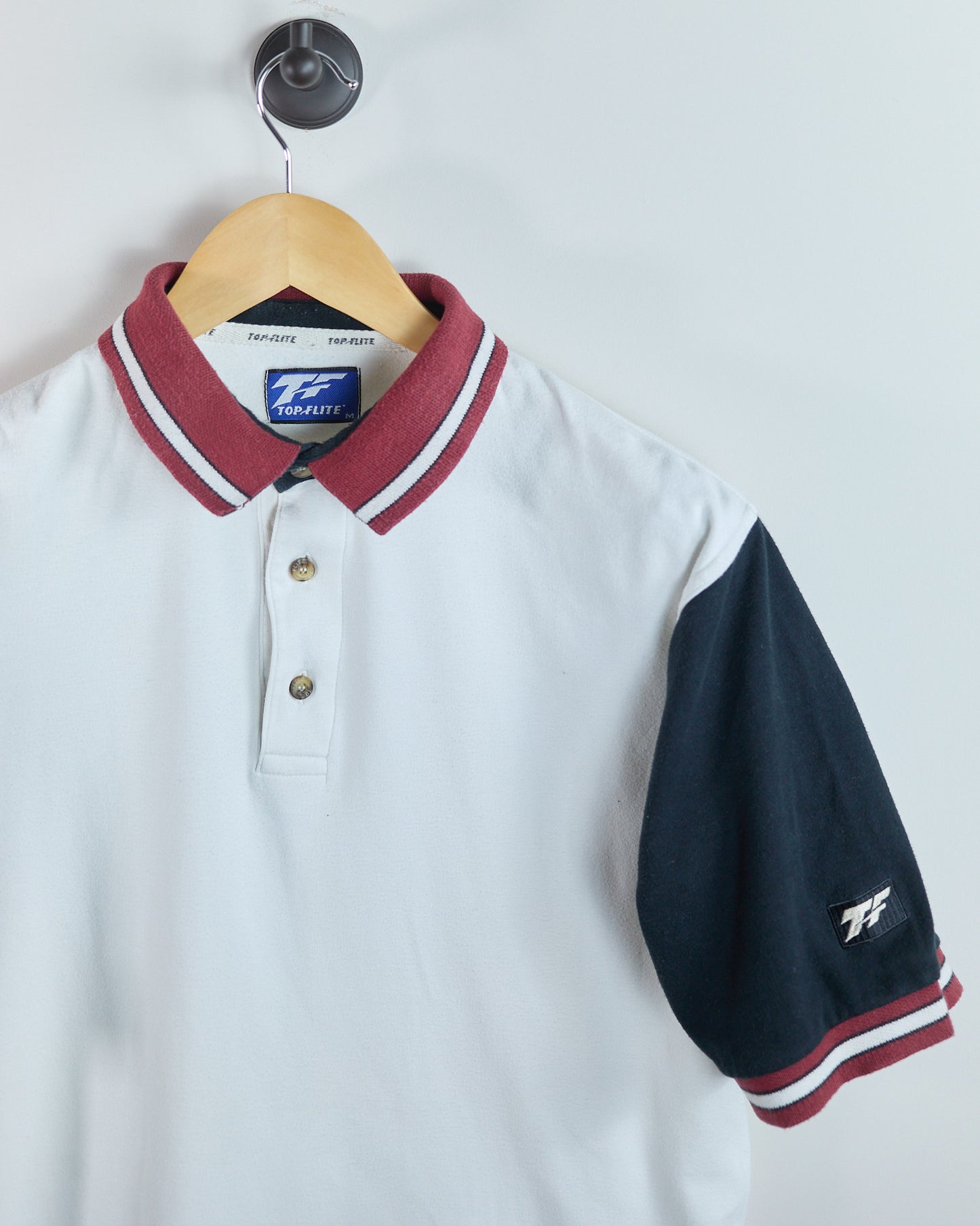 80s TopFlite White/Black Polo (M)