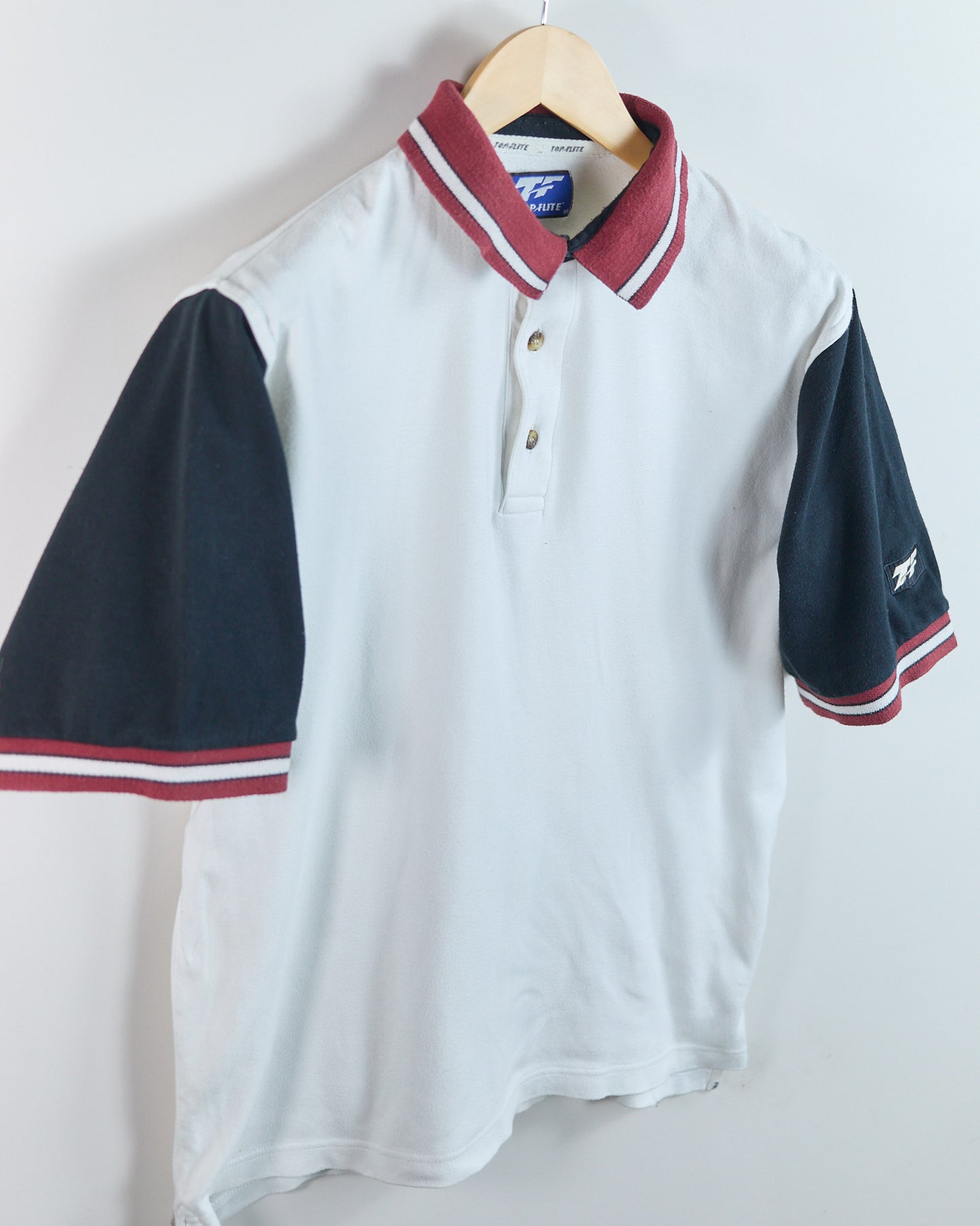 80s TopFlite White/Black Polo (M)