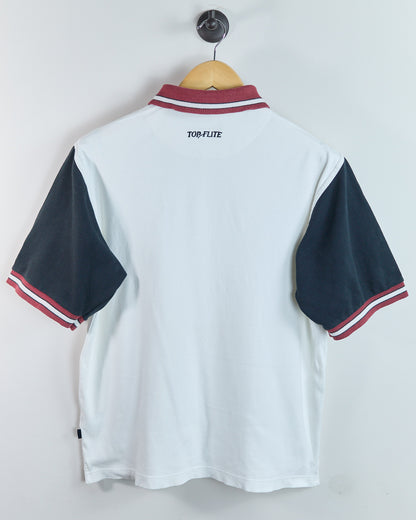 80s TopFlite White/Black Polo (M)