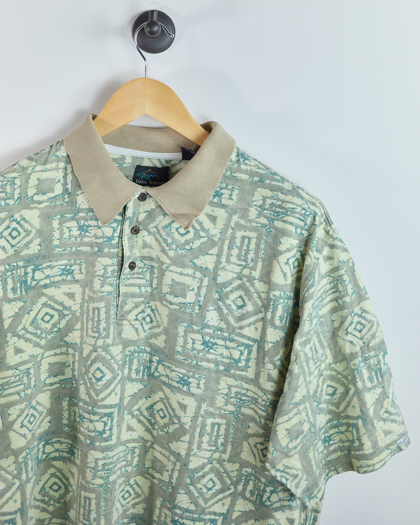 90s Greg Norman Cream/Green Polo (L)