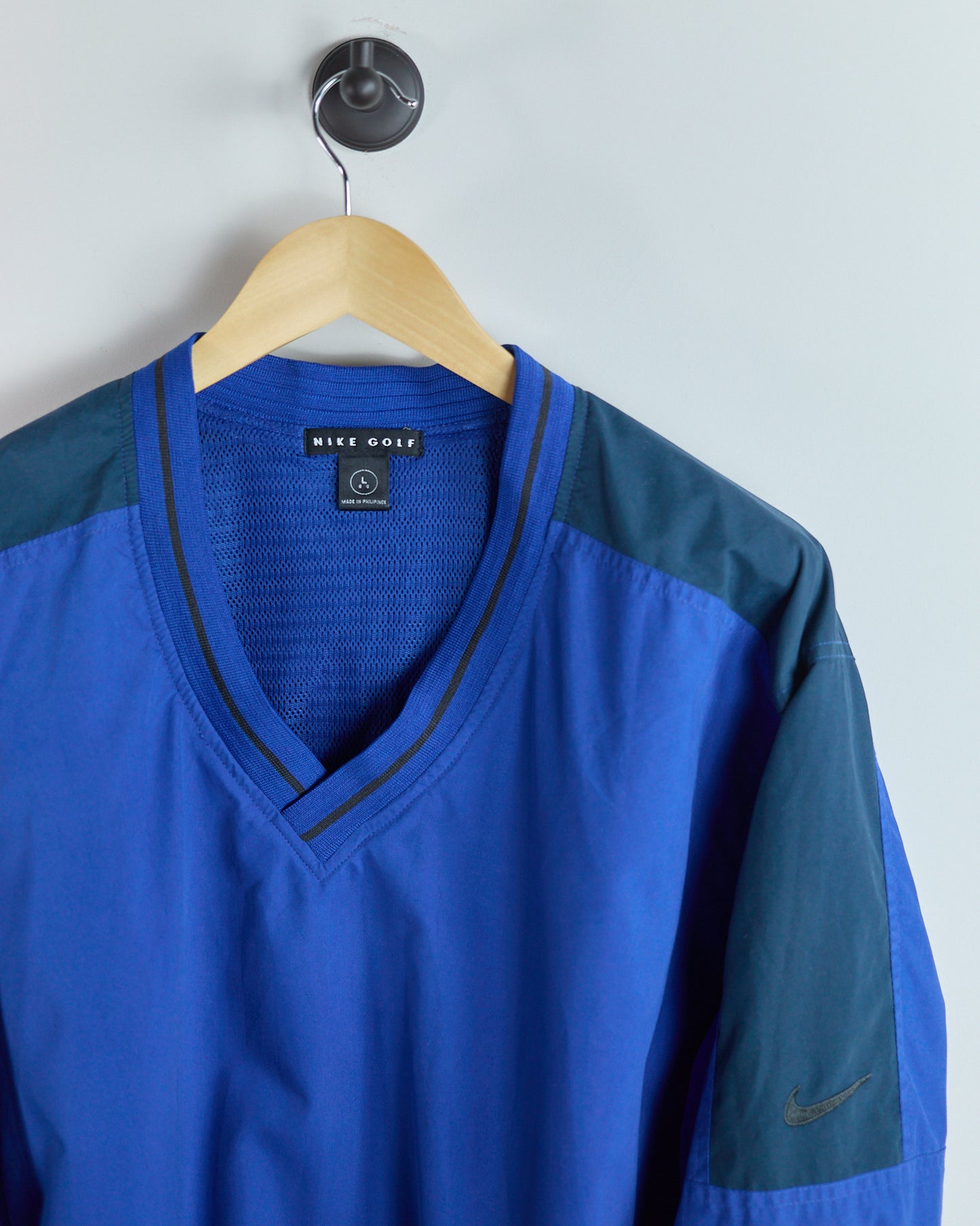 80s to early 90s Nike Golf Blue V Neck Windbreaker (L)