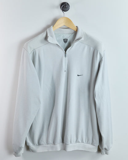 90s Nike Golf Cream/White Quarter Zip Reversible Jumper (XL)