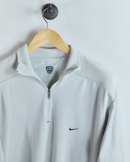 90s Nike Golf Cream/White Quarter Zip Reversible Jumper (XL)