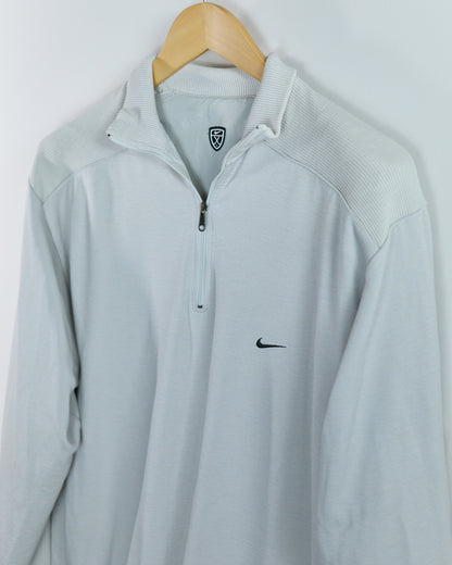 90s Nike Golf Cream/White Quarter Zip Reversible Jumper (XL)