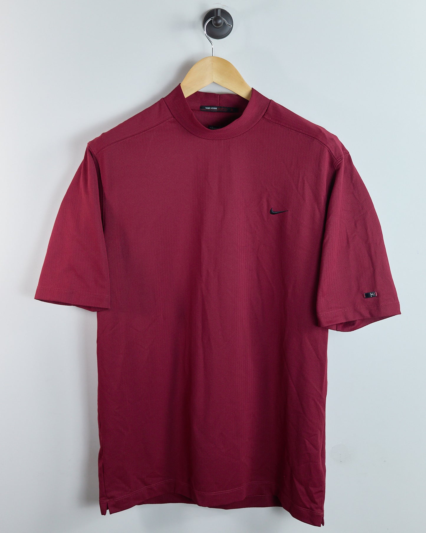 90s Nike Golf Tiger Woods Dark Red Short Sleeve Mock Neck (L)