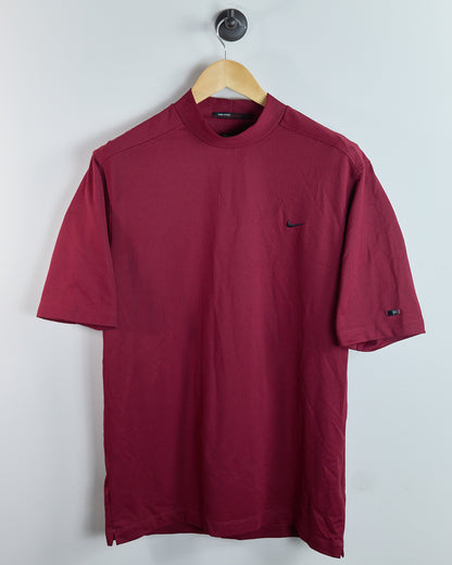 90s Nike Golf Tiger Woods Dark Red Short Sleeve Mock Neck (L)