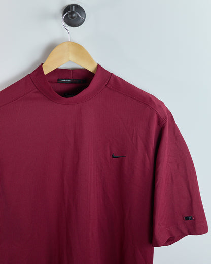 90s Nike Golf Tiger Woods Dark Red Short Sleeve Mock Neck (L)