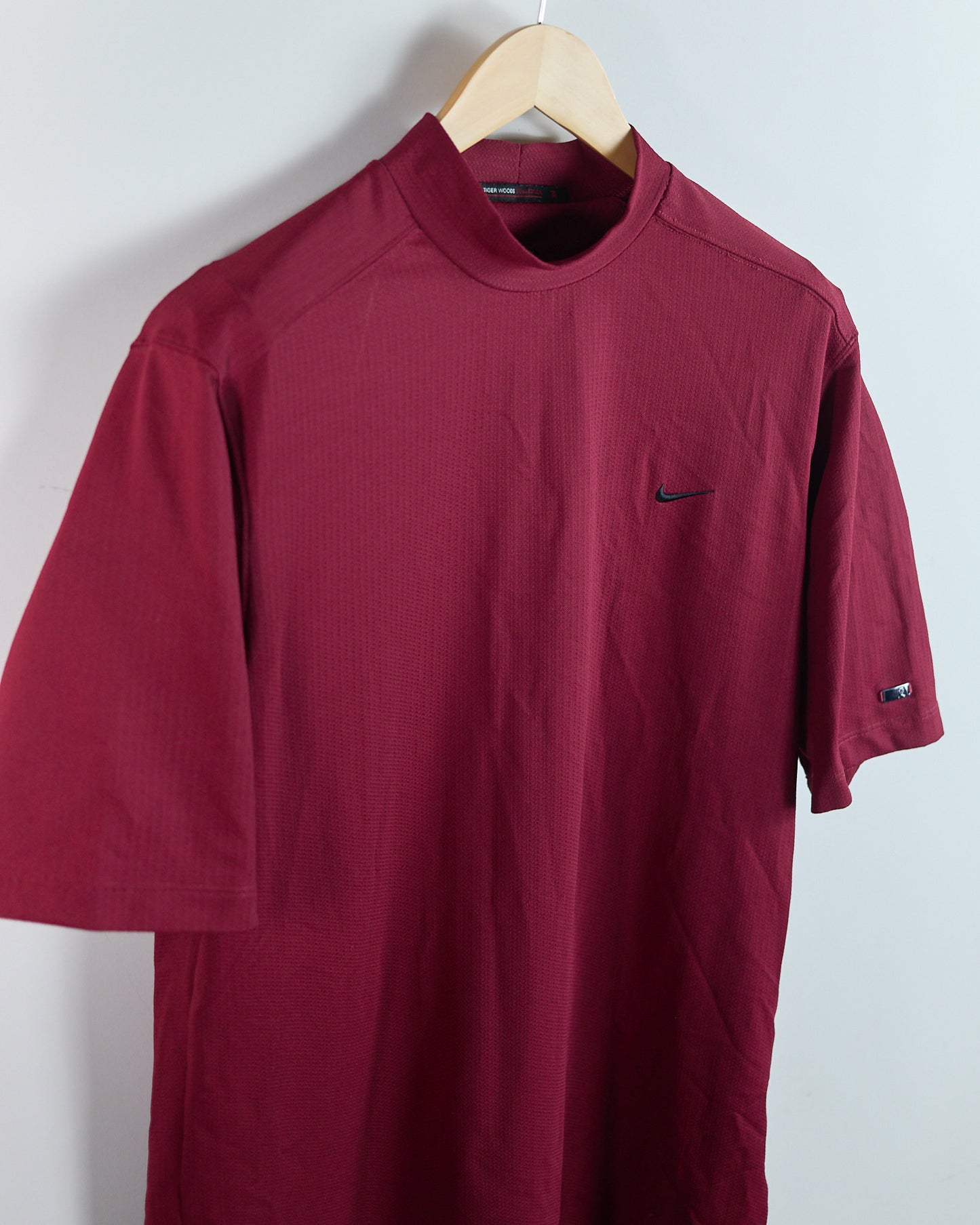 90s Nike Golf Tiger Woods Dark Red Short Sleeve Mock Neck (L)