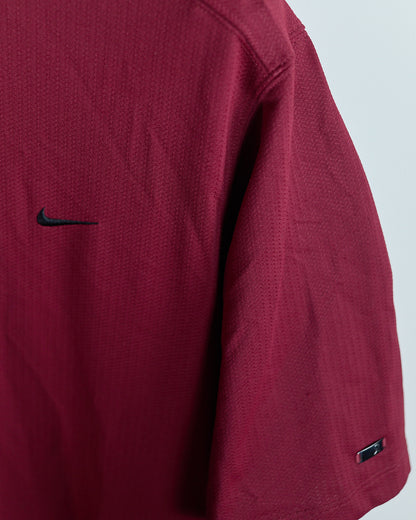 90s Nike Golf Tiger Woods Dark Red Short Sleeve Mock Neck (L)