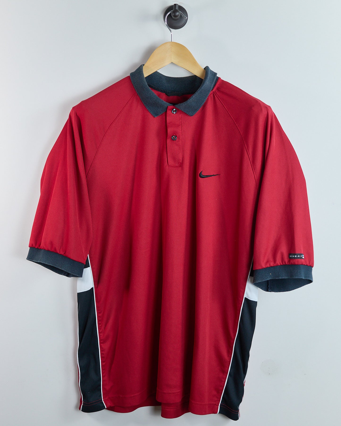 90s to 00s Nike Golf Tiger woods Yin Yang Red/Black Polo (XL)