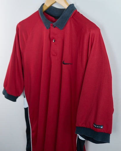 90s to 00s Nike Golf Tiger woods Yin Yang Red/Black Polo (XL)