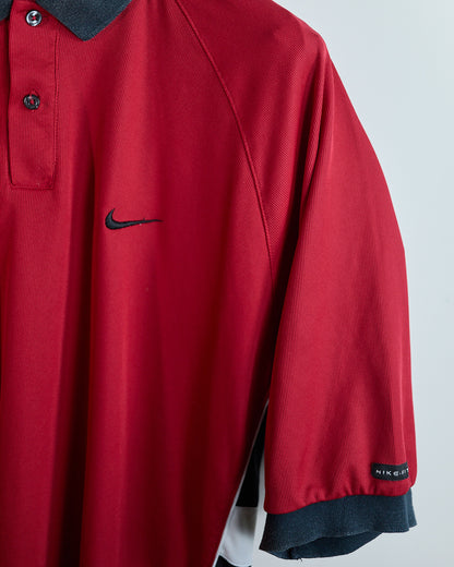 90s to 00s Nike Golf Tiger woods Yin Yang Red/Black Polo (XL)