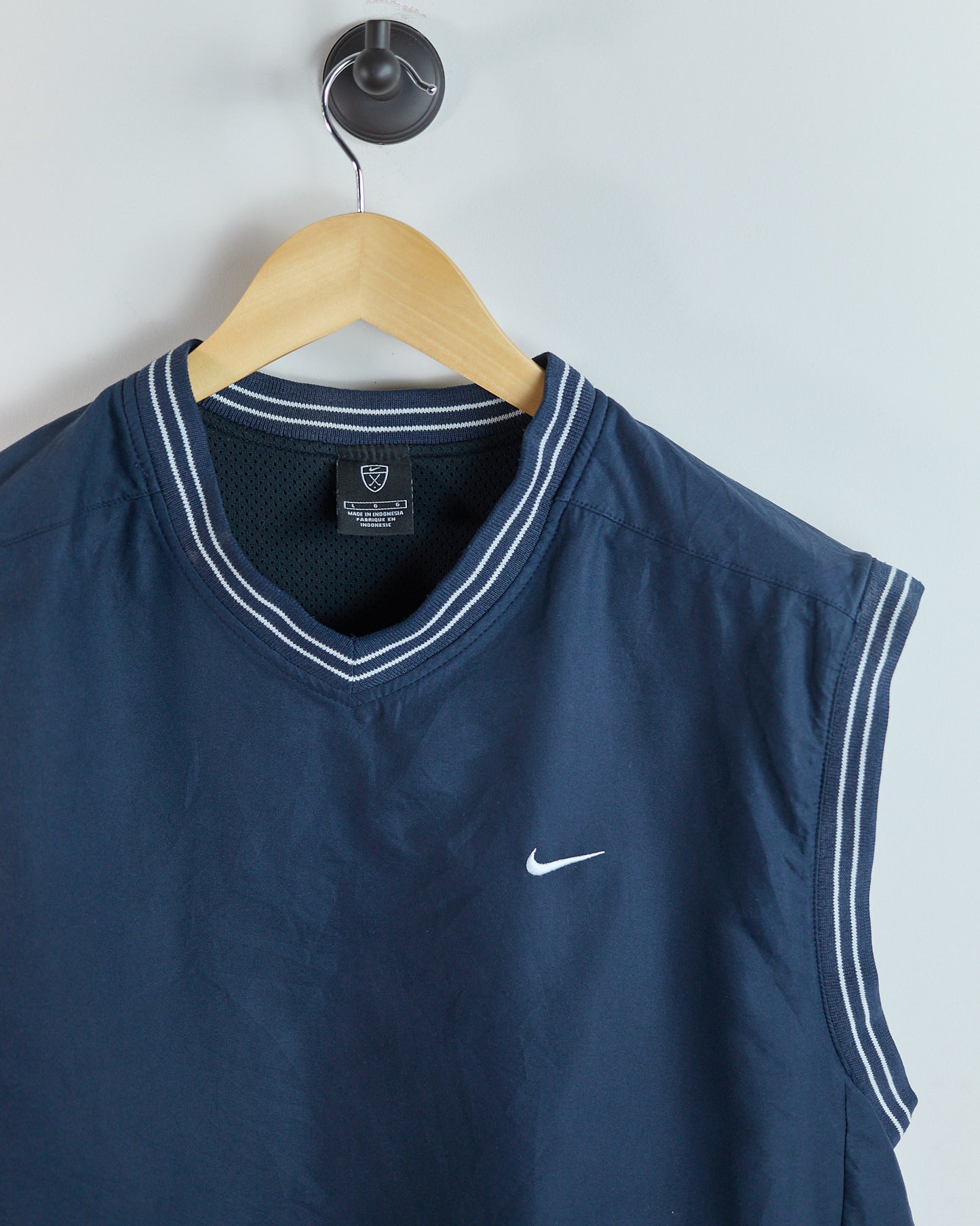 90s Nike Golf Blue/White V Neck Windbreaker Vest (L)