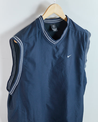 90s Nike Golf Blue/White V Neck Windbreaker Vest (L)
