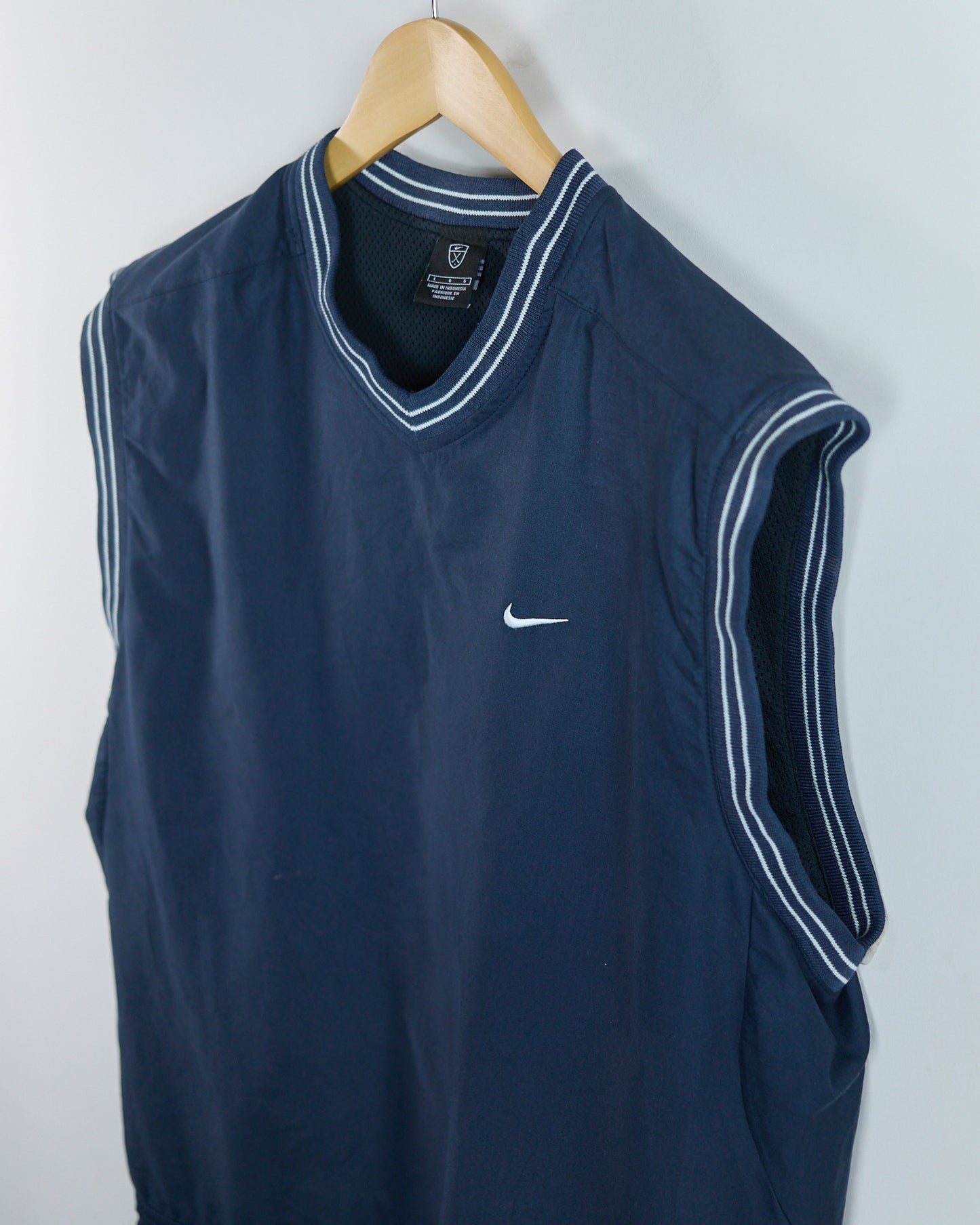 90s Nike Golf Blue/White V Neck Windbreaker Vest (L)