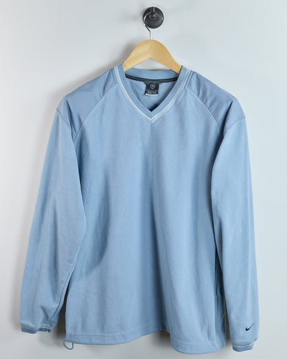 90s Nike Golf Baby Blue V Neck Fleece Jumper (L)