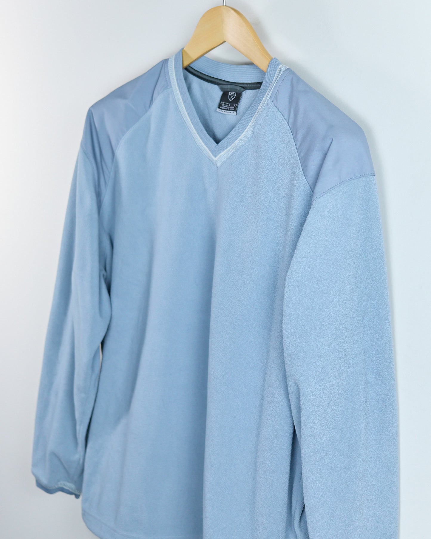 90s Nike Golf Baby Blue V Neck Fleece Jumper (L)