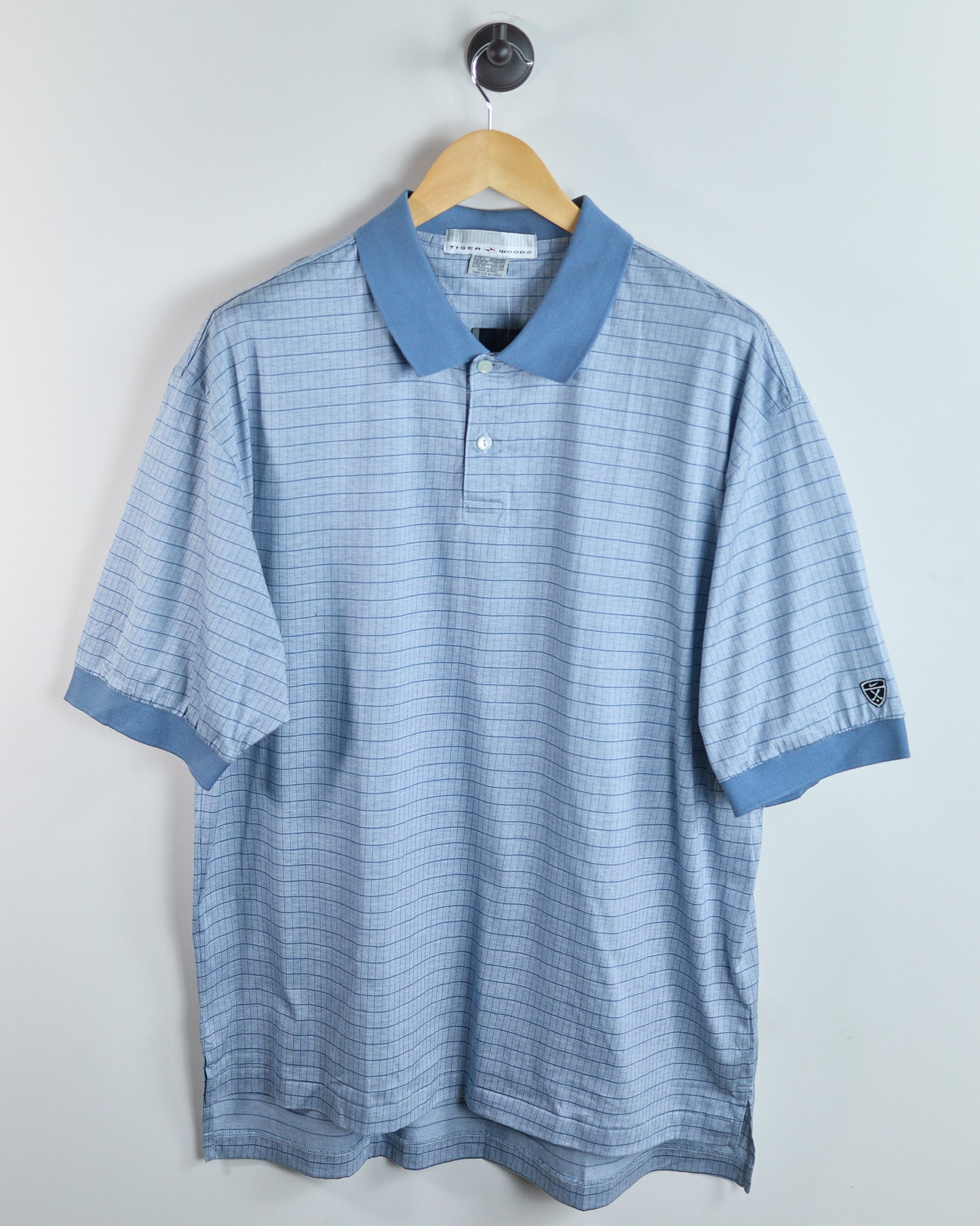 Early 00s Nike Golf Tiger Woods Light Blue Pattern Polo, NWT (XL)
