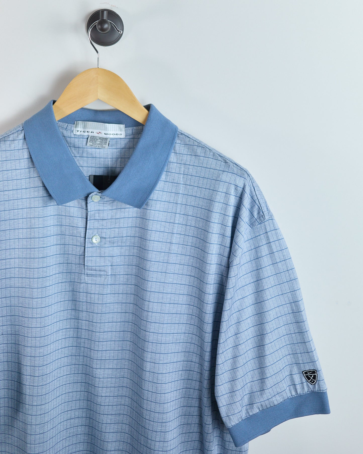 Early 00s Nike Golf Tiger Woods Light Blue Pattern Polo, NWT (XL)