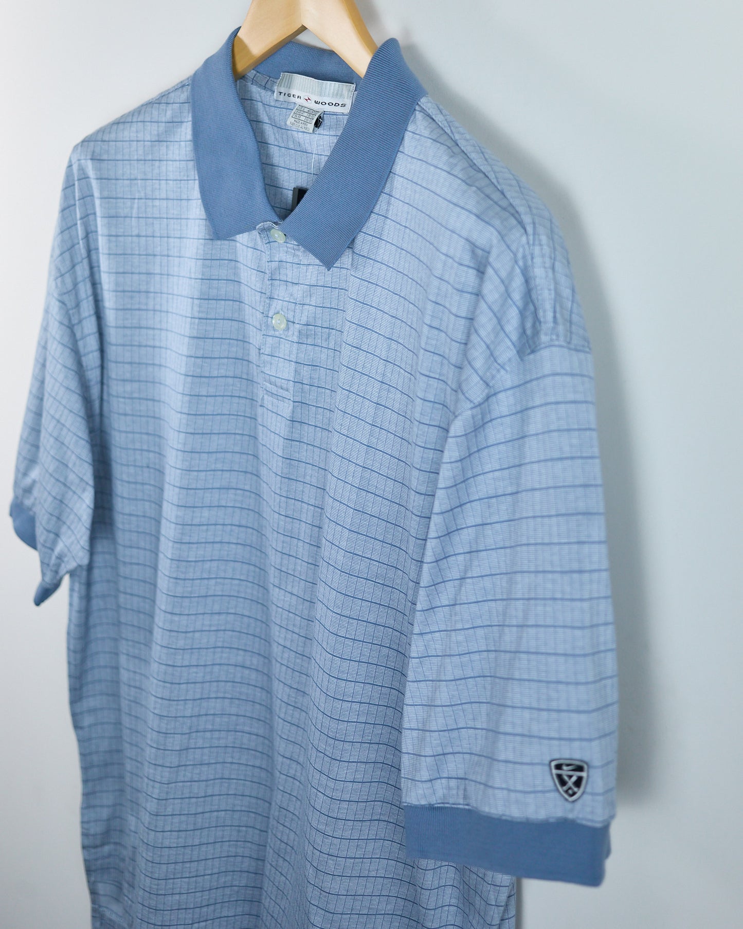 Early 00s Nike Golf Tiger Woods Light Blue Pattern Polo, NWT (XL)