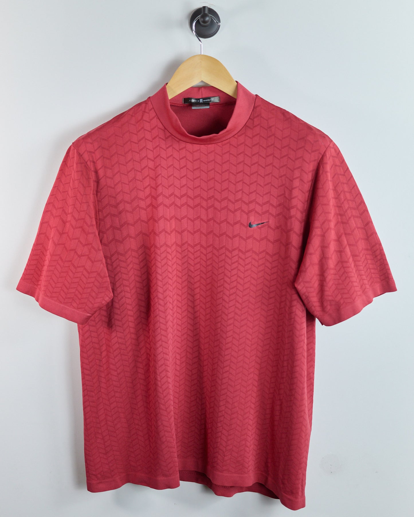 90s Nike Golf Tiger Woods Red Pattern Short Sleeve Mock Neck (XL, comes up as an M)