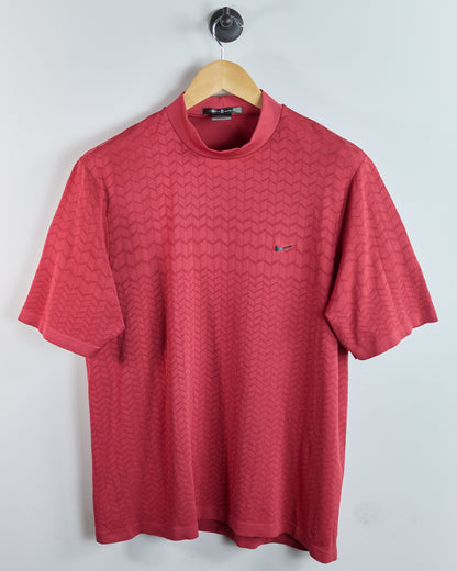 90s Nike Golf Tiger Woods Red Pattern Short Sleeve Mock Neck (XL, comes up as an M)