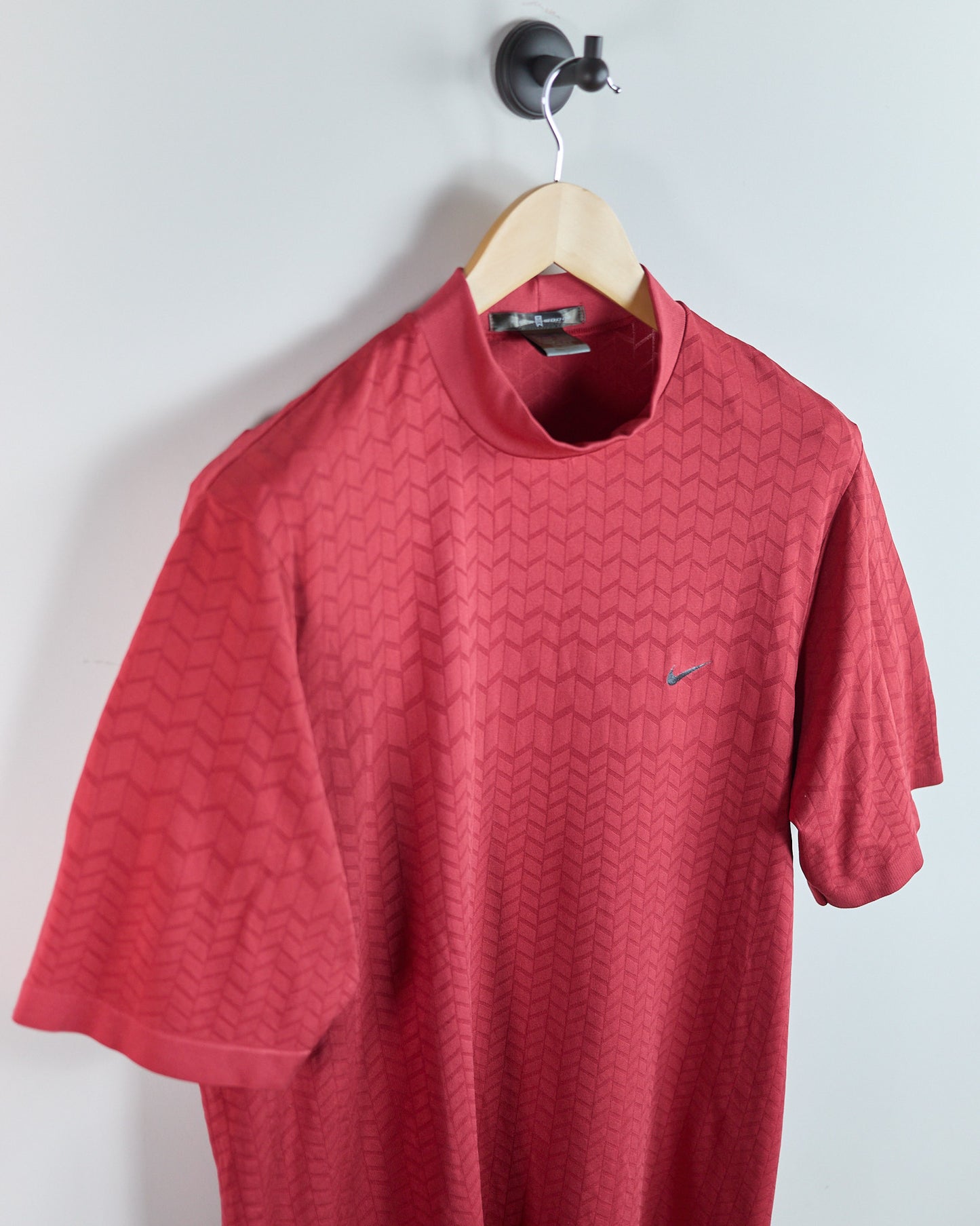 90s Nike Golf Tiger Woods Red Pattern Short Sleeve Mock Neck (XL, comes up as an M)