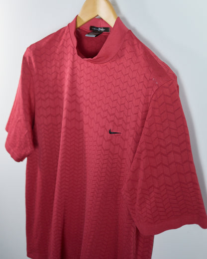 90s Nike Golf Tiger Woods Red Pattern Short Sleeve Mock Neck (XL, comes up as an M)