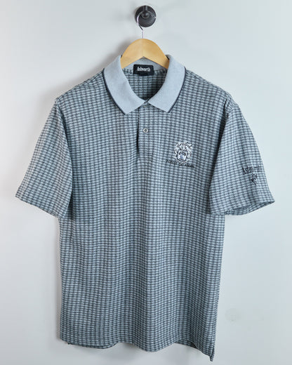90s Ashworth Light Grey/Dark Charcoal Pattern Polo (M)