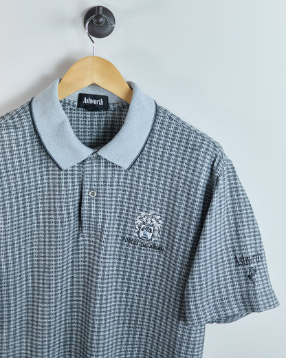 90s Ashworth Light Grey/Dark Charcoal Pattern Polo (M)