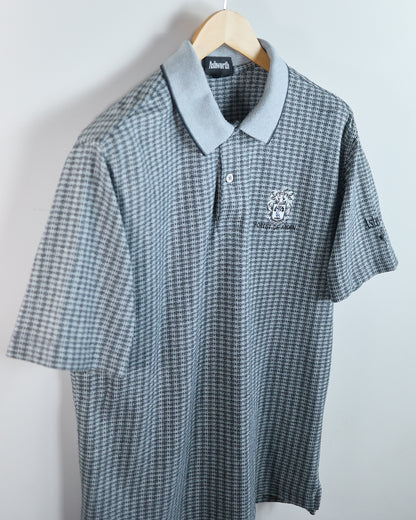 90s Ashworth Light Grey/Dark Charcoal Pattern Polo (M)