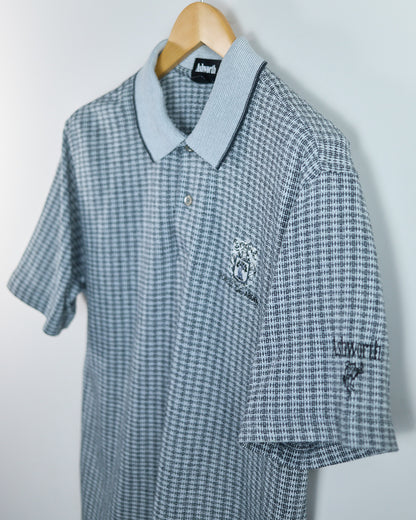 90s Ashworth Light Grey/Dark Charcoal Pattern Polo (M)
