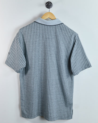 90s Ashworth Light Grey/Dark Charcoal Pattern Polo (M)