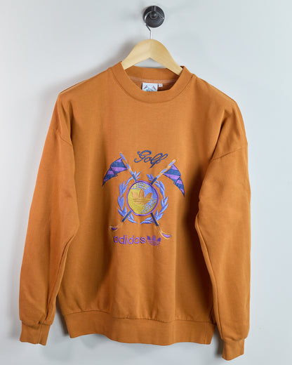 80s to 90s Adidas Golf Orange/Blue Crew Neck Jumper (M)