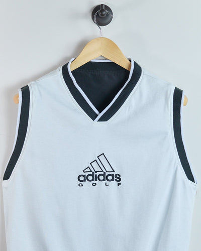 90s Adidas Golf White V Neck Windbreaker and Cotton Reversible Vest (M)