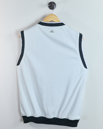 90s Adidas Golf White V Neck Windbreaker and Cotton Reversible Vest (M)