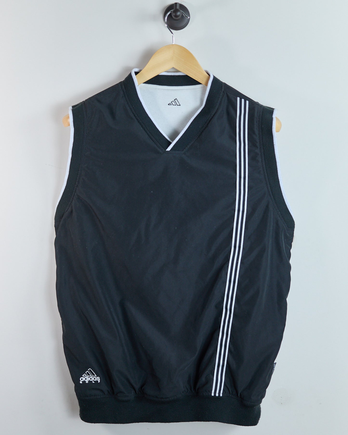 90s Adidas Golf White V Neck Windbreaker and Cotton Reversible Vest (M)