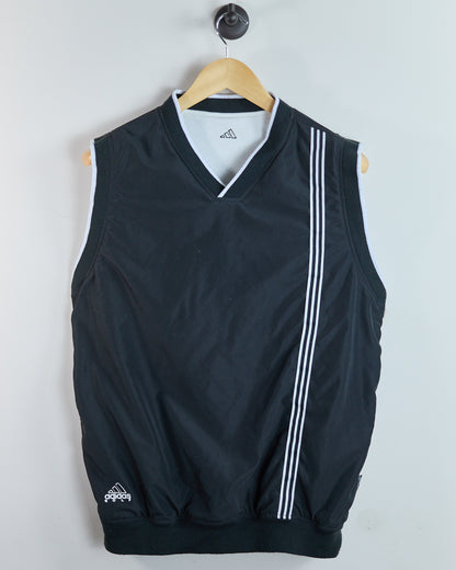90s Adidas Golf White V Neck Windbreaker and Cotton Reversible Vest (M)