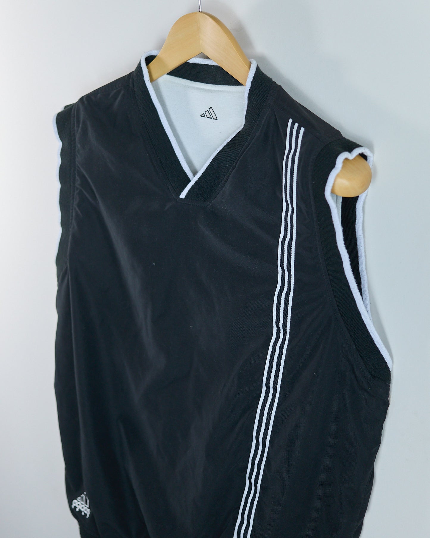 90s Adidas Golf White V Neck Windbreaker and Cotton Reversible Vest (M)