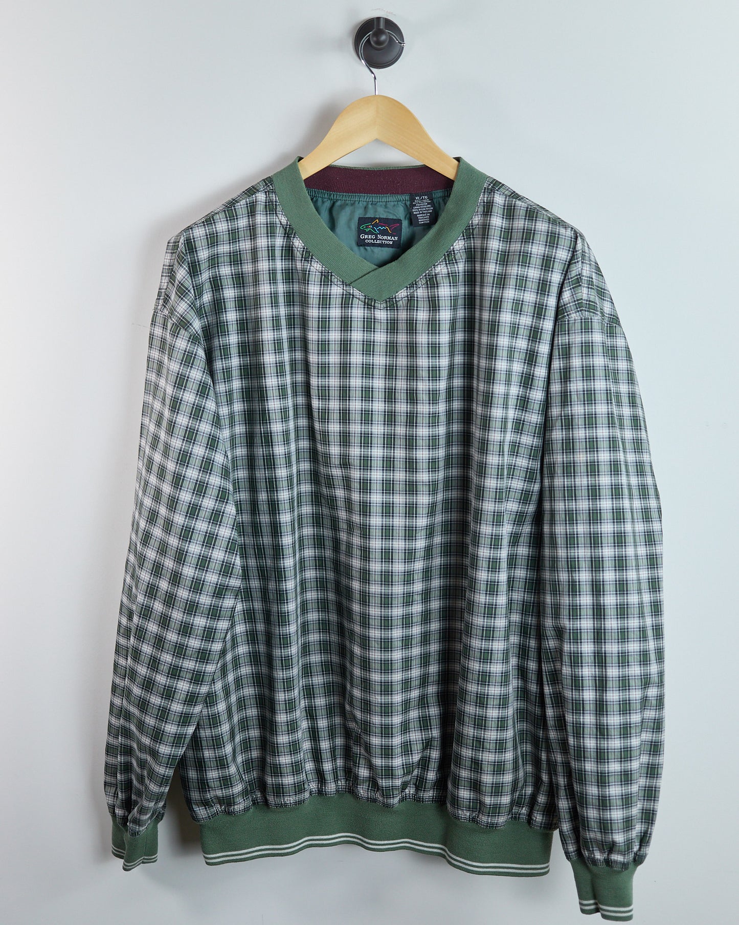 80s to early 90s Greg Norman White/Cream V Neck Windbreaker (XL)