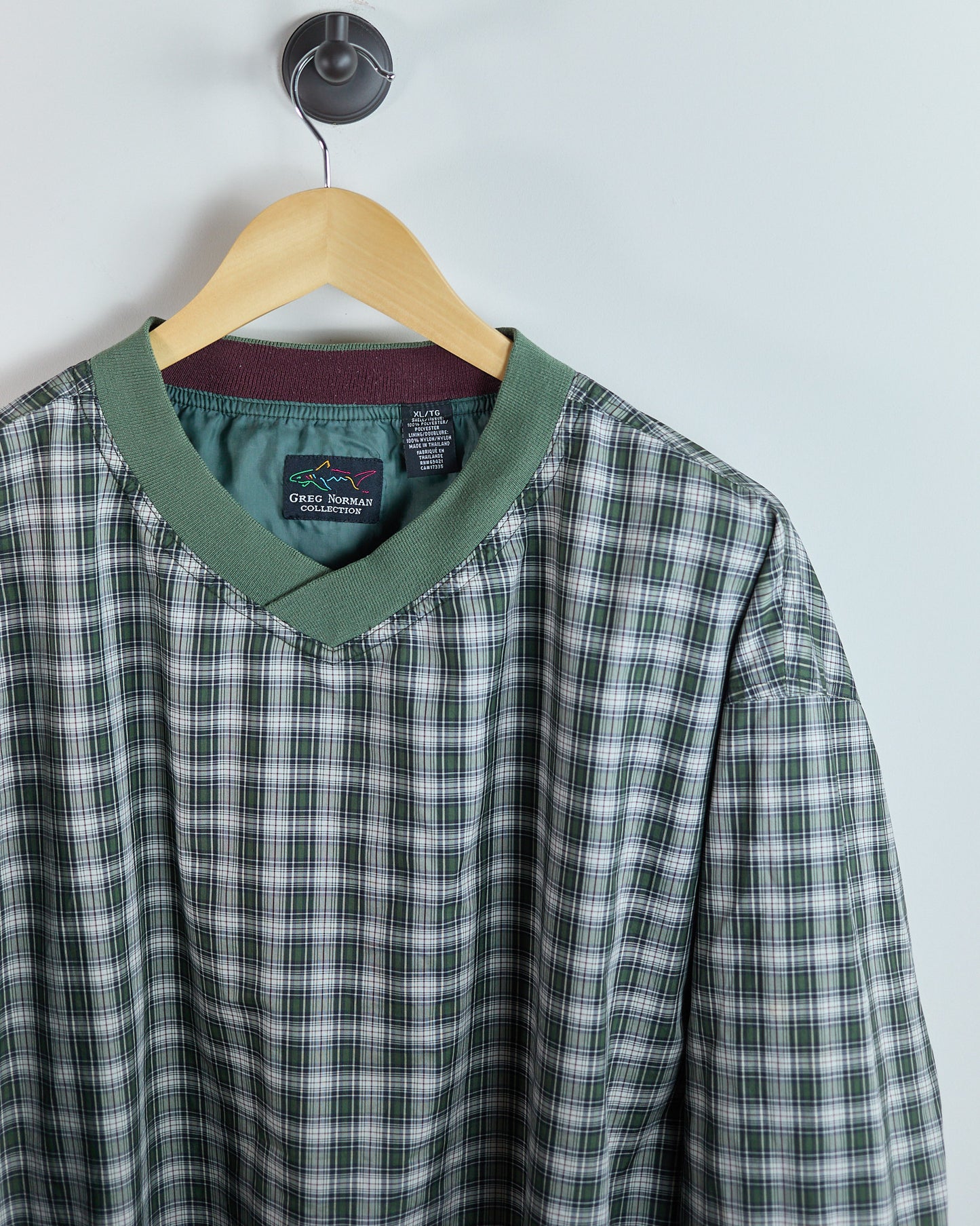 80s to early 90s Greg Norman White/Cream V Neck Windbreaker (XL)