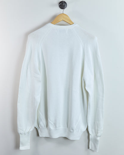 80s Pebble Beach White Pebble Beach V Neck Jumper (XL)