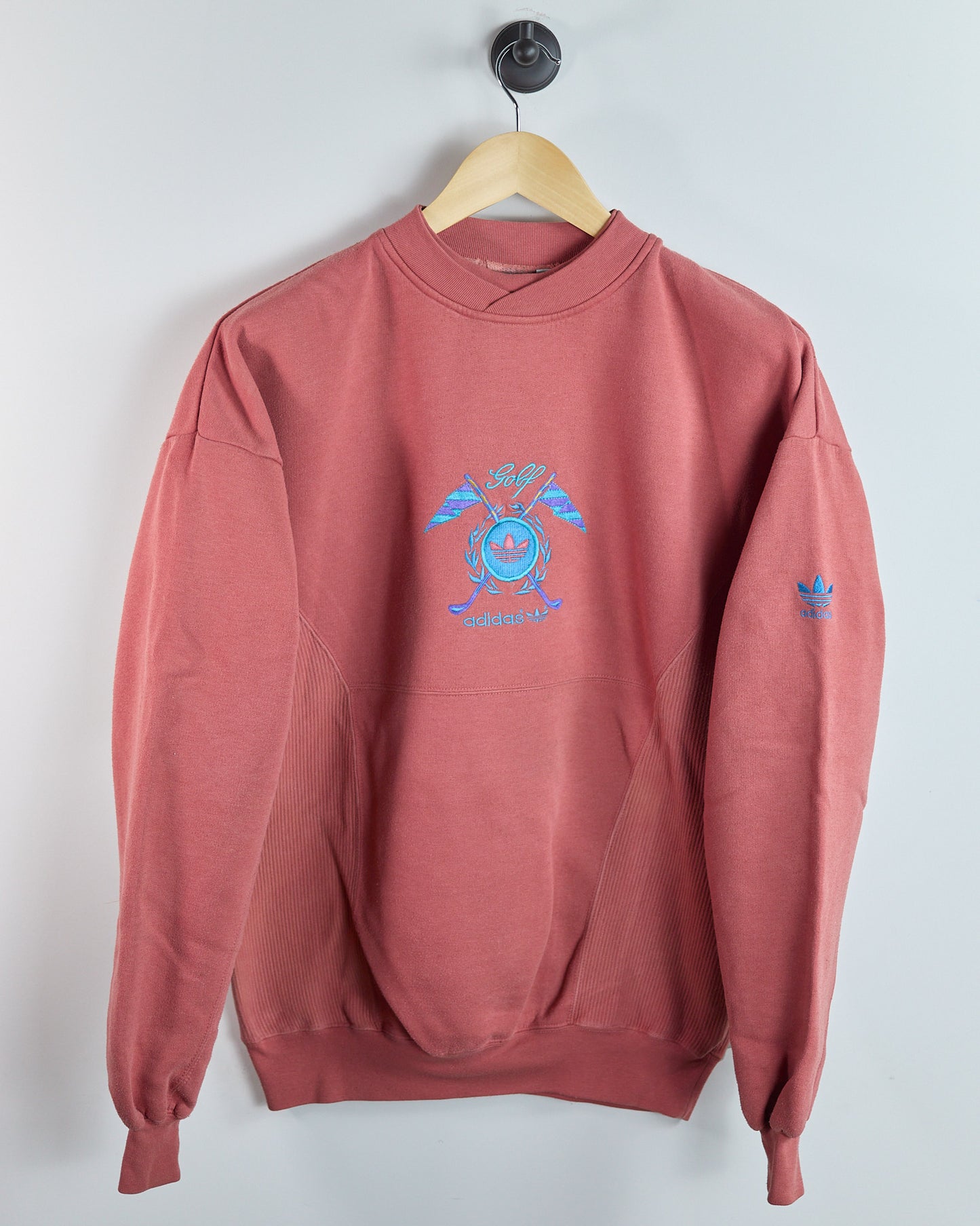 80s Adidas Golf Peach V Neck Crew Neck Jumper (M)